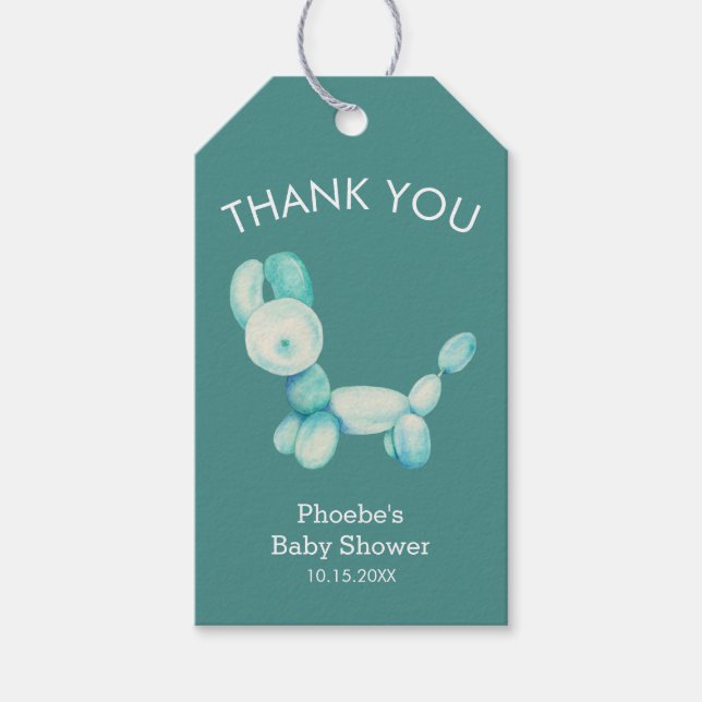 Étiquettes-cadeau Balloon Animal Baby Garçon Douche Merci (Devant)