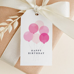 Étiquettes-cadeau Balloon moderne Bunch rose Joyeux anniversaire