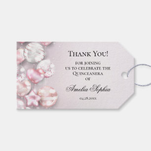 Étiquettes-cadeau Balloons blancs rose Quinceañera Favoriser les éti