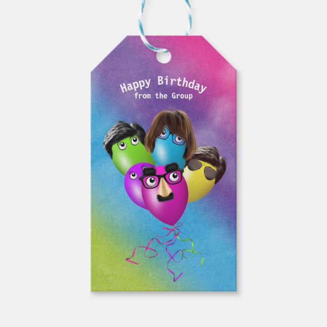 Étiquettes-cadeau Ballotte d'anniversaire arc-en-ciel du groupe (Devant)