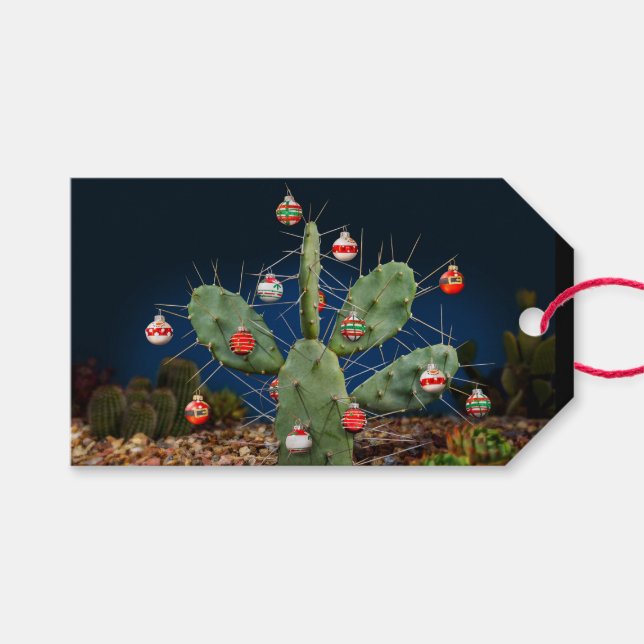Étiquettes-cadeau Balls de cactus de Noël (Devant (Horizontal))