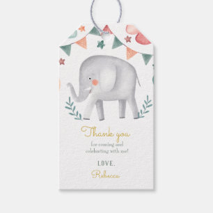 Étiquettes-cadeau Baloons Eléphants Cutie Baby shower rose