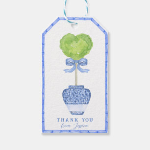 Étiquettes-cadeau Bambou Heart Topiary   Chinoiserie  Merci