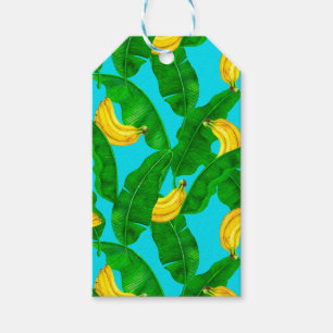 Étiquettes-cadeau Bananes et aquarelle feuille