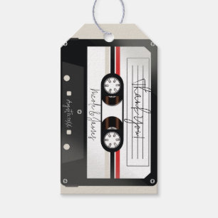Étiquettes-cadeau Bande Cassette Rétro Beige Grise Mariage