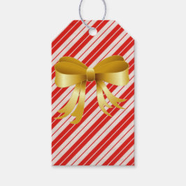 Étiquettes-cadeau Bande de canne à canne avec bow or