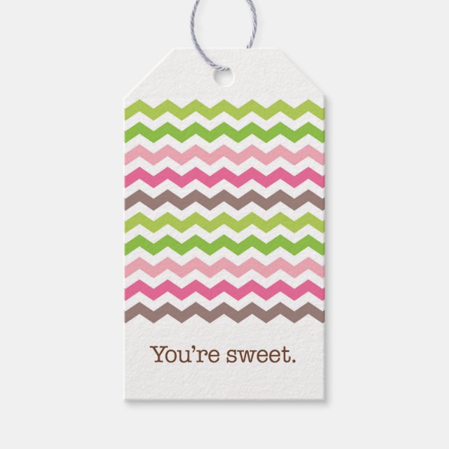 Étiquettes-cadeau Bande de chevrons colorée (Devant)