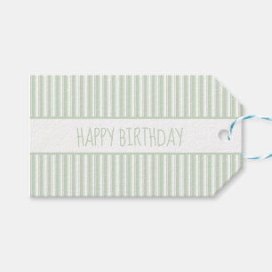 Étiquettes-cadeau Bande de cueillette verte et blanche personnalisée