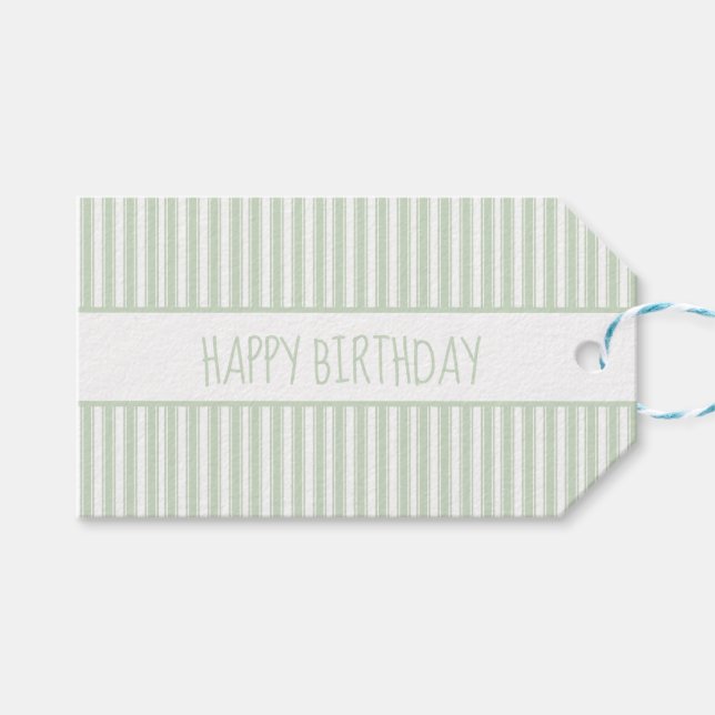 Étiquettes-cadeau Bande de cueillette verte et blanche personnalisée (Devant (Horizontal))
