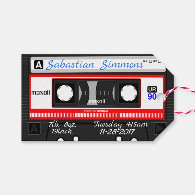 Étiquettes-cadeau Bande de mixage Retro 80's Customisée Cassette n'i (Devant (Horizontal))