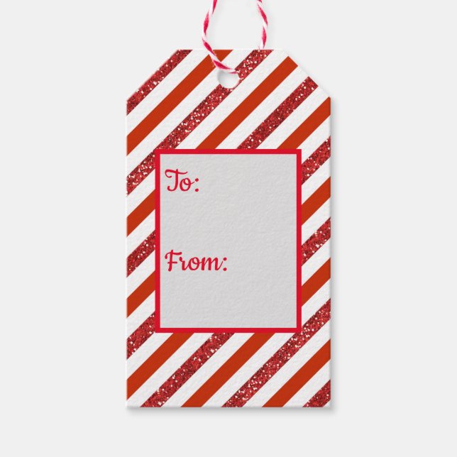 Étiquettes-cadeau Bande de Sucre de canne de parties scintillant (Devant)