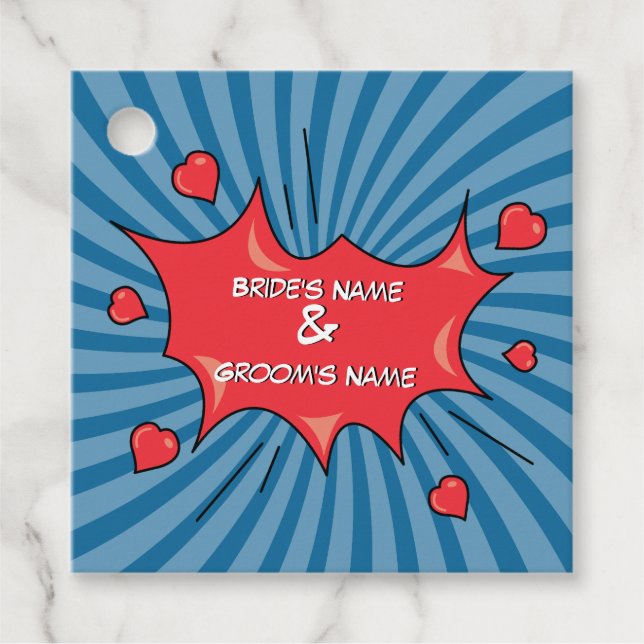Étiquettes Cadeau Bande dessinée colorée Pop Art Mariage Cadeau (Devant)