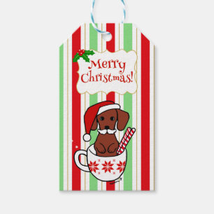 Étiquettes-cadeau Bande dessinée de Noël de moustache de teckel