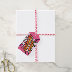 Étiquettes-cadeau Bande dessinée personnalisée Pop Art JOYEUX ANNIVE