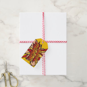 Étiquettes-cadeau Bande dessinée personnalisée Pop Art JOYEUX ANNIVE