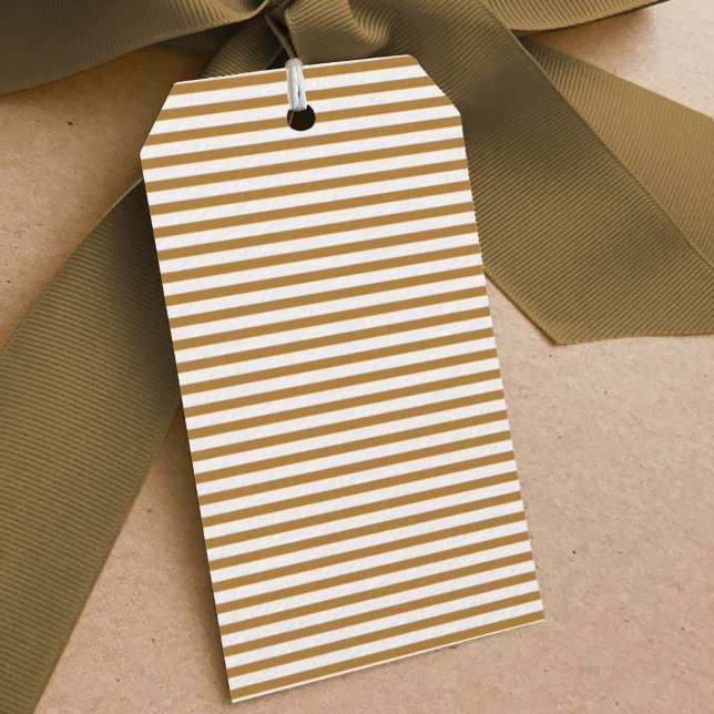 Étiquettes-cadeau Bande d'or classique (Gold and white pin stripe gift tag.)