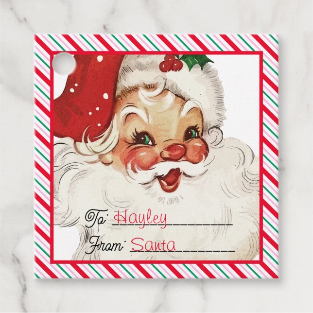 Étiquettes Cadeau Bande Festive Du Cadeau Père Noël (Devant)