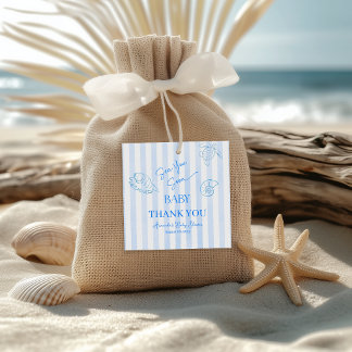 Étiquettes Cadeau Bandes bleues côtières garçon à la mer bientôt Bab