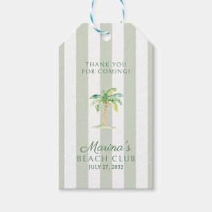 Étiquettes-cadeau Bandes de Cabanon Vert Palm Beach Club Merci