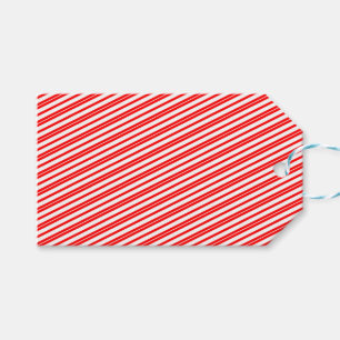 Étiquettes-cadeau Bandes de Sucre de canne rouge et blanc