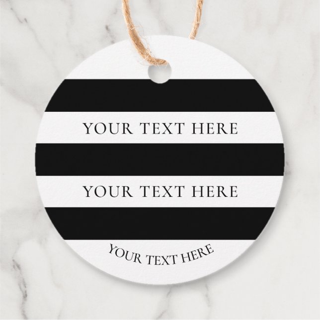 Étiquettes Cadeau Bandes noires et blanches Customisées (Dos)