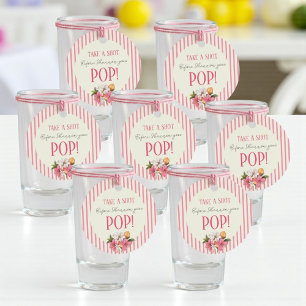 Étiquettes Cadeau Bandes roses florales "Prenez un verre avant qu'el