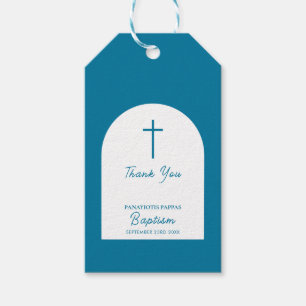 Étiquettes-cadeau Baptême chrétien Garçon Bleu Arche 