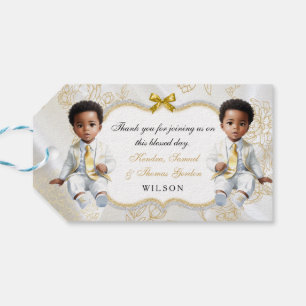 Étiquettes-cadeau Baptême Communion de jumeaux garçons