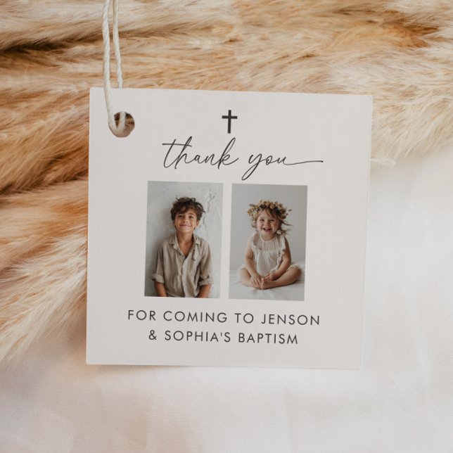 Étiquettes Cadeau Baptême conjoint 2 photo (Créateur téléchargé)