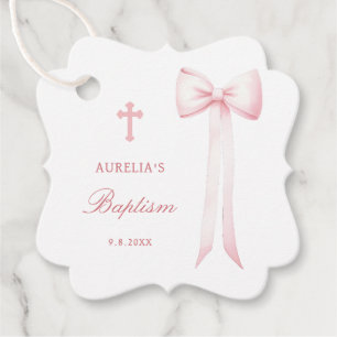 Étiquettes Cadeau Baptême de fille de garçon rose