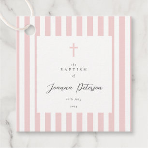 Étiquettes Cadeau Baptême Élégant Des Taches Roses