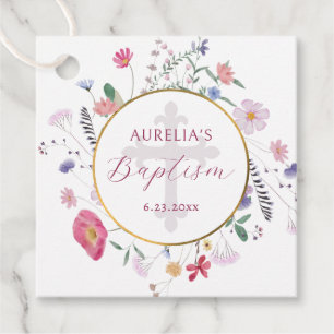 Étiquettes Cadeau Baptême fleur sauvage