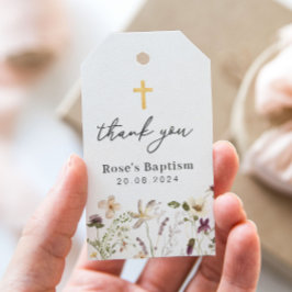 Étiquettes-cadeau Baptême fleur sauvage