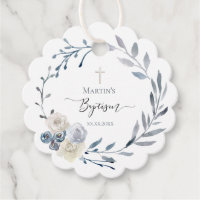 Baptême floral bleu poussiéreux couronne Mots clés