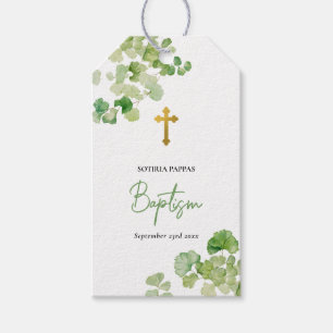 Étiquettes-cadeau Baptême Garçon Fille Aquarelle Verdure