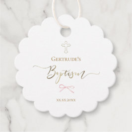 Étiquettes Cadeau Baptême petit arc rose balises de faveur