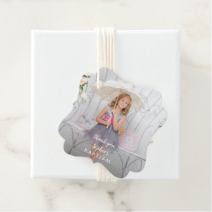 Étiquettes Cadeau Baptême photo de fille simple de charme