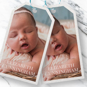 Étiquettes-cadeau Baptême Pour Elle Photo moderne et simple