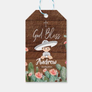 Étiquettes-cadeau Baptême Rustique Mexicaine Argent Charro Baptism F