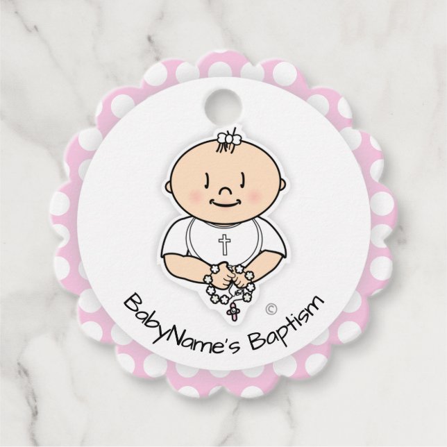 Étiquettes Cadeau Baptère cadeau Baptême mignonne - Bébé en dessin (Devant)