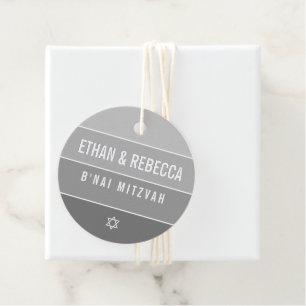 Étiquettes Cadeau BAR MITZVAH ombre moderne gras bloc gris