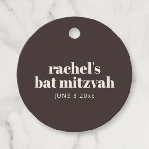 Étiquettes Cadeau Bar Mitzvah Personnalisé Typographie Moderne Marro