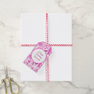 Étiquettes-cadeau Barbiecore Motif de mode rose et rose chaud