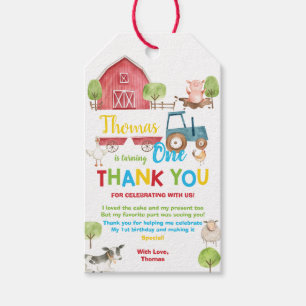 Étiquettes-cadeau Barnyard Farm Animals Birthday Merci Favor