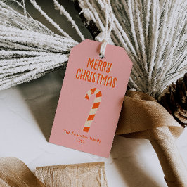 Étiquettes-cadeau Barre à bonbons de Noël rose vintage
