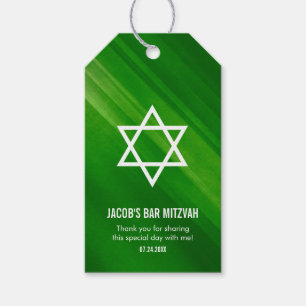 Étiquettes-cadeau Barre grunge verte moderne Mitzvah
