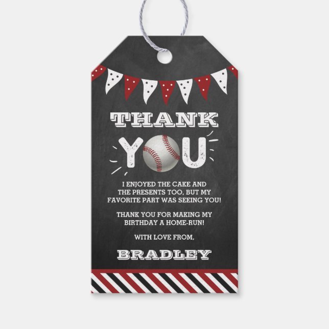 Étiquettes-cadeau Baseball N'Importe Quel Âge Anniversaire (Devant)