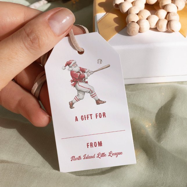 Étiquettes-cadeau Baseball Santa Personalized Christmas (Créateur téléchargé)