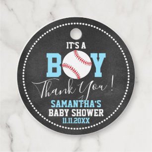 Étiquettes Cadeau BASEBALL Thème Baby shower Chalkboard Blue Boy