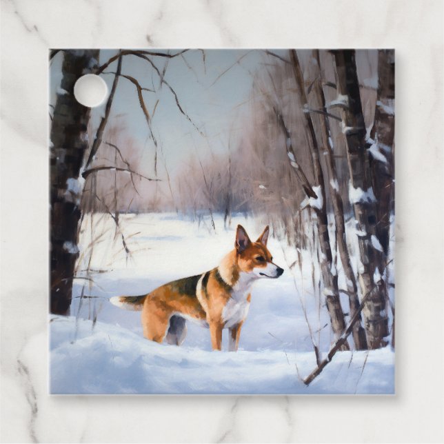 Étiquettes Cadeau Basenji Laisser neiger Noël (Devant)
